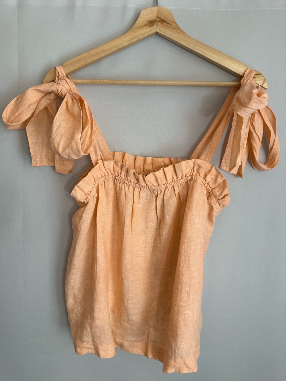 J Crew Womens Size L Tank Top Peach Tie-Shoulder Straps Sleeveless Square Neck